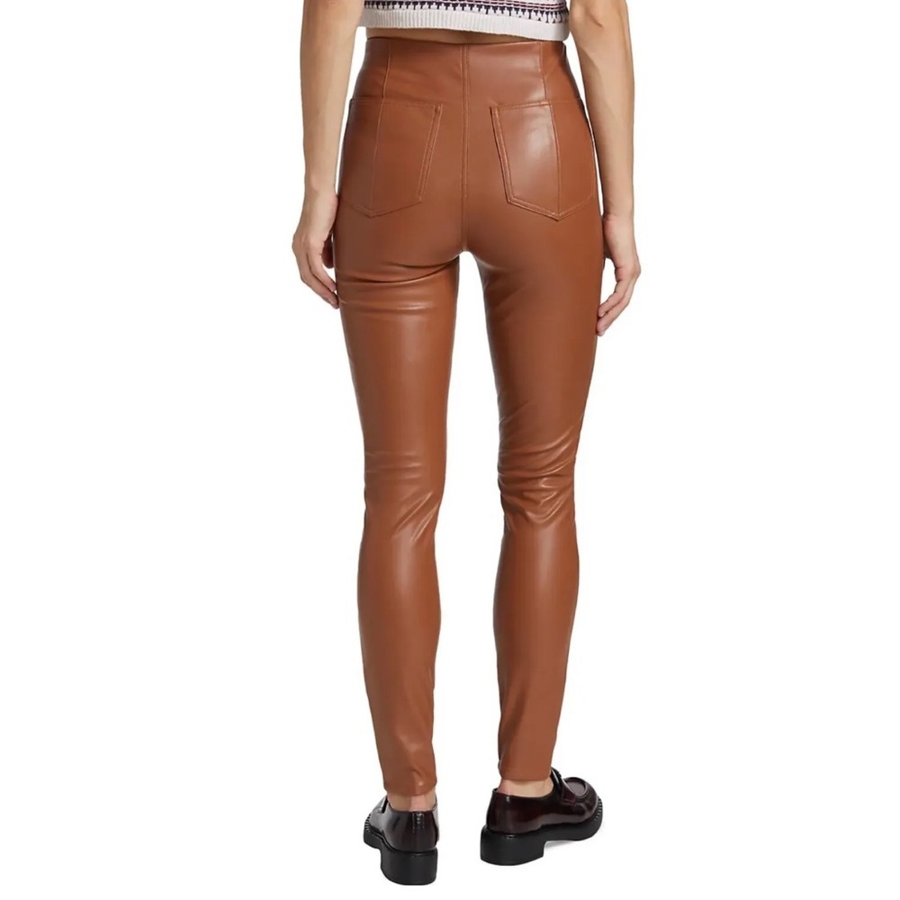 rag & bone Cognac Nina Faux Leather Pull On Skinny Pants size extra large - Picture 2 of 7